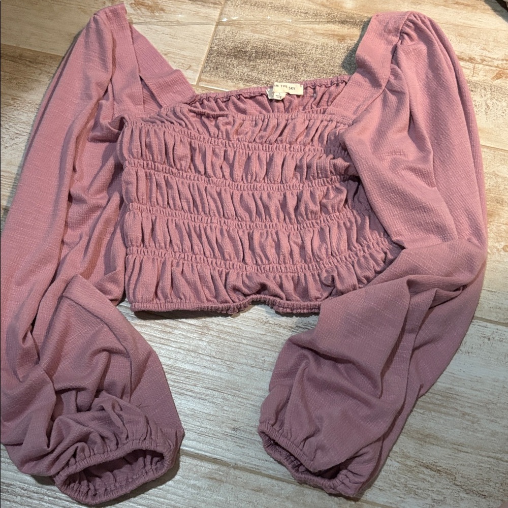 Pink Smocked Crop Top